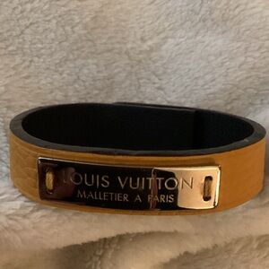 Louis Vuitton Gold and Brown Leather Bracelet